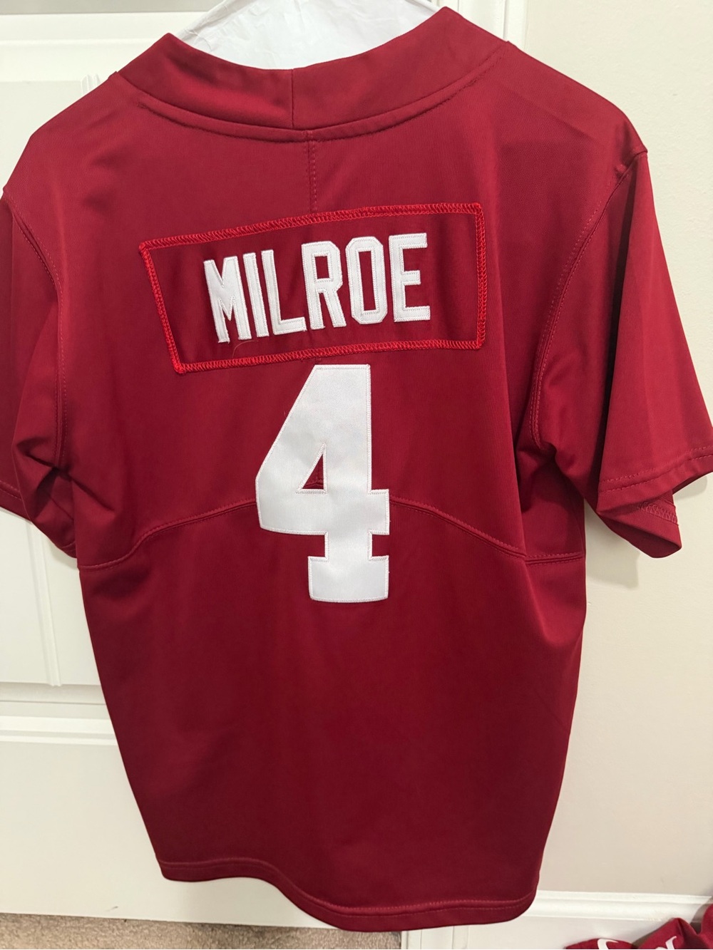 Red Team Sport Jersey with White Number 4 - Unbranded